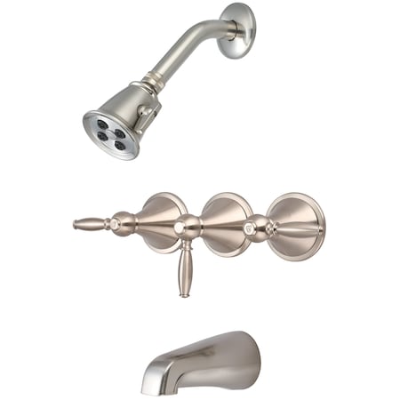 Central Brass Three Handle Tub And Shower Trim Kit in PVD Brushed Nickel TC-3-L3-BN